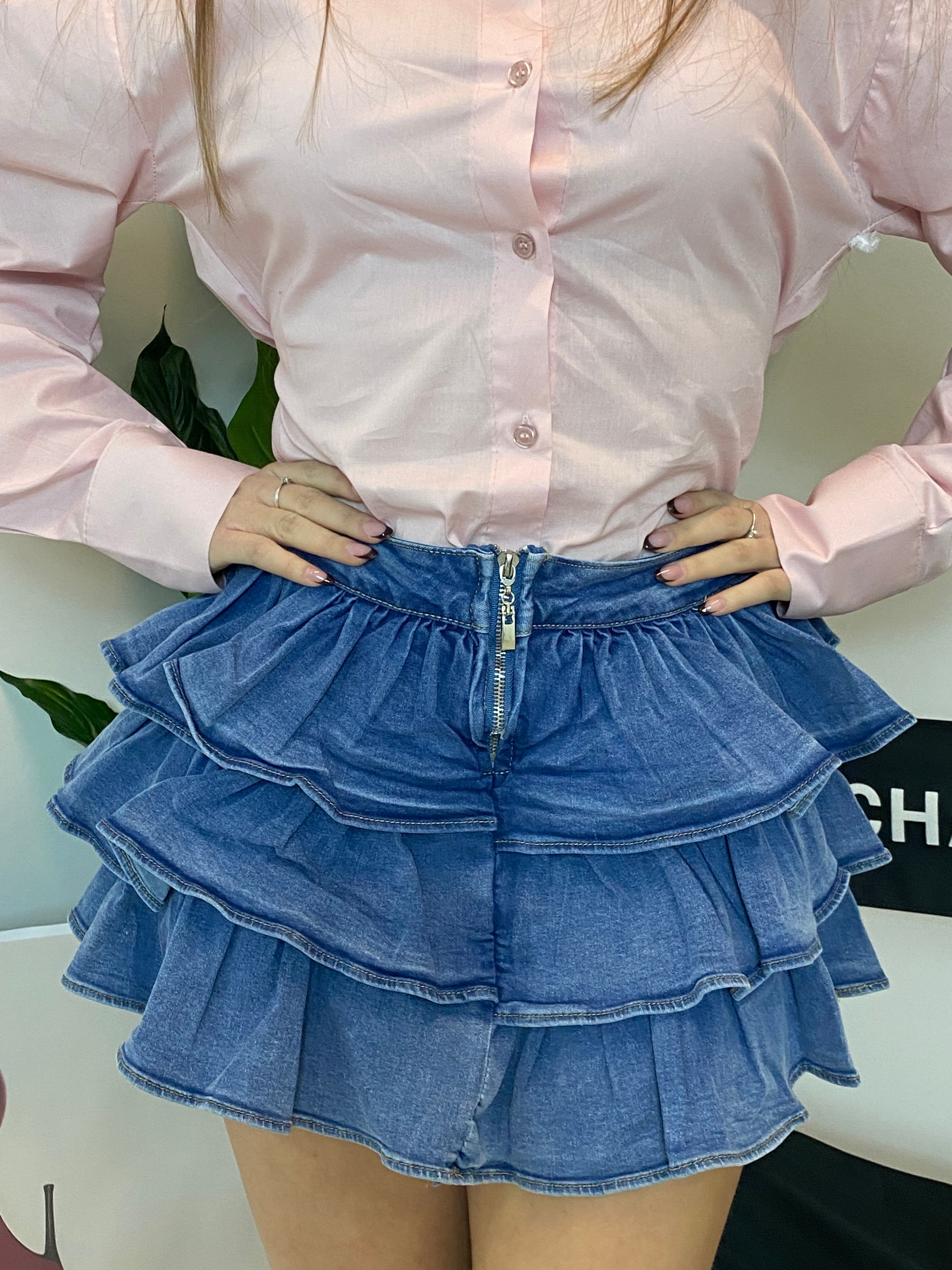 Gonna denim zip